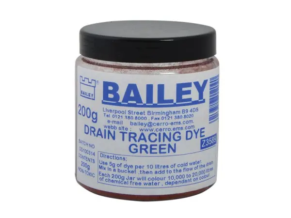 Bailey Products צבע מעקב ביוב ירוק 3589, 200 גרם