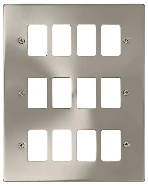 GridPro Deco Frontplate, 12 Gang, Satin Chrome