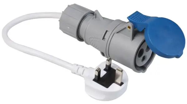 PRO ELEC UK Mains Plug to CEE Socket, 240V, 16A, IP44, Blue