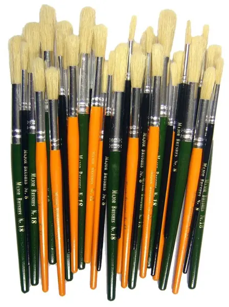 Pinceaux en soies de porc à bout rond Major Brushes, assortiment de tailles (30