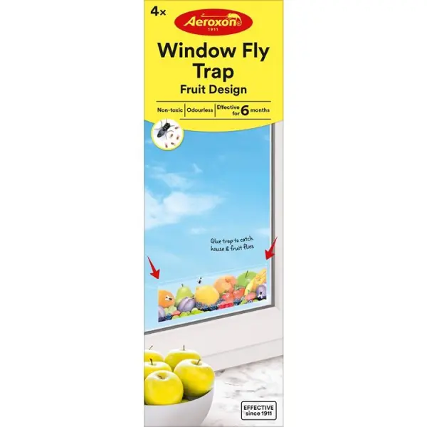 Aeroxon Fly Trap Window Sticker, Fruit Design, 4 Pack