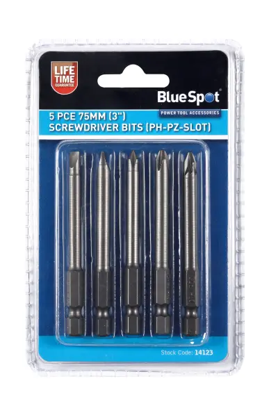 Blue Spot Tools - 5 件套 75毫米螺丝刀头套装 (PH-PZ 槽型)