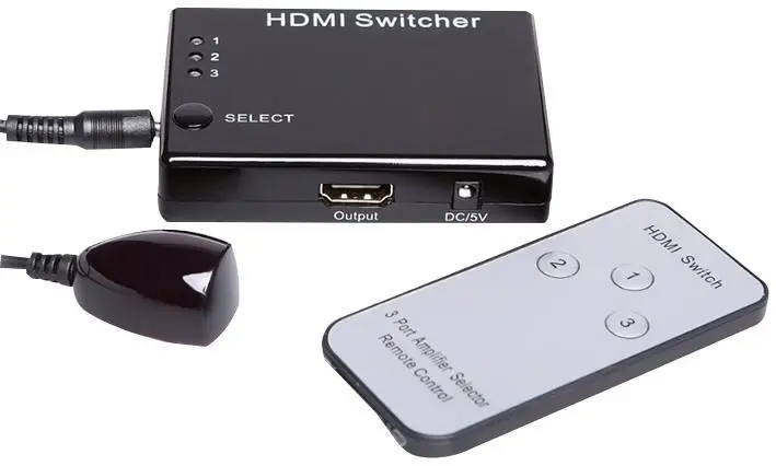 LMS DATA 3-Port HDMI Switch with Remote, 1080p