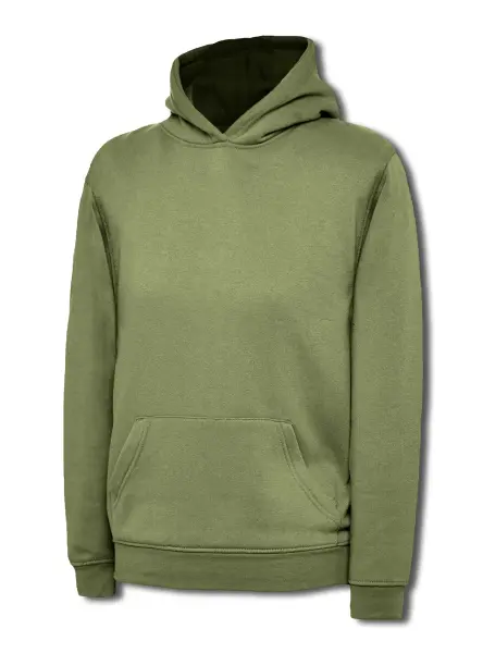 Uneek Kids' Hooded Sweatshirt - Military Green (3/4 Years)