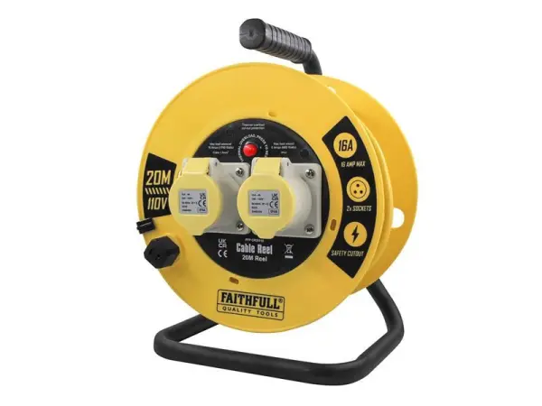 Faithfull Open Cable Reel 110V 16A - 20m