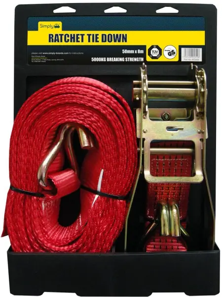 SIMPLY Ratchet Tie Down Strap, 50mm x 8m, 5,000kg Capacity