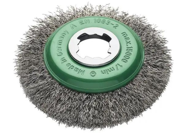 Lessmann X-Lock クリンプステンレススチールベベルブラシ 115mm 非火花