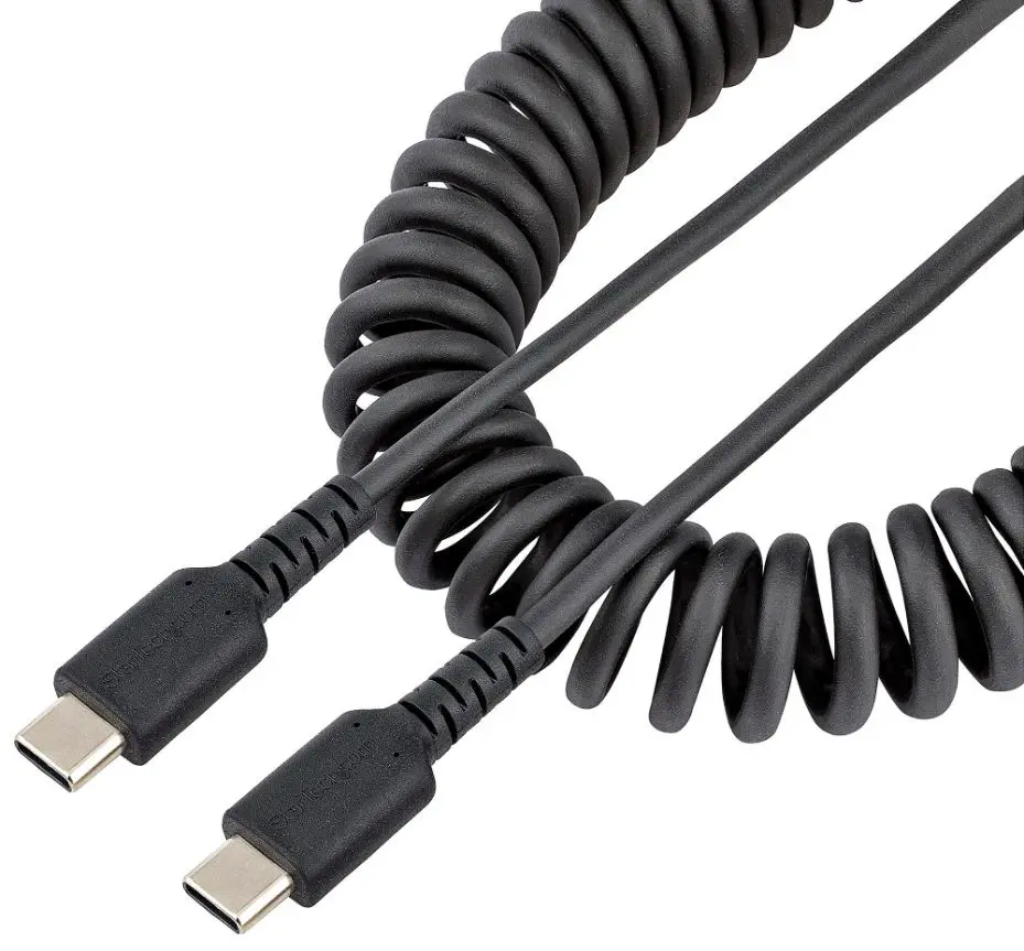STARTECH Cable enrollado USB-C a USB-C resistente, 0.5m