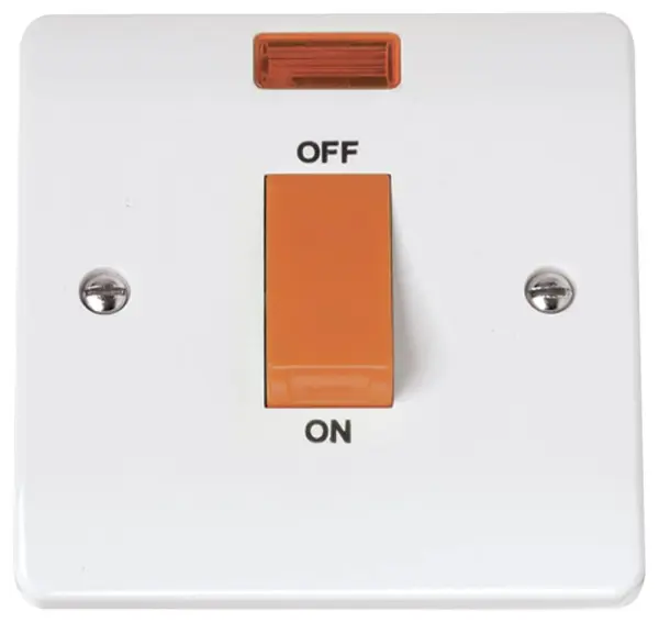 MODE Double Pole Switch with Neon, 1 Gang, 45A, White