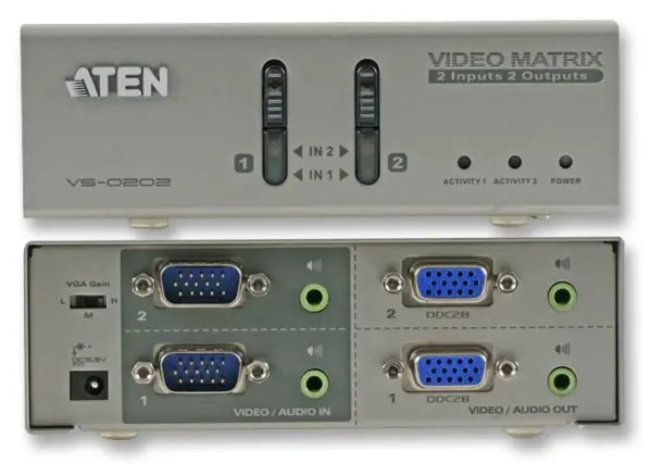 ATEN 2x2 VGA & Audio Matrix Switch with 65m Range