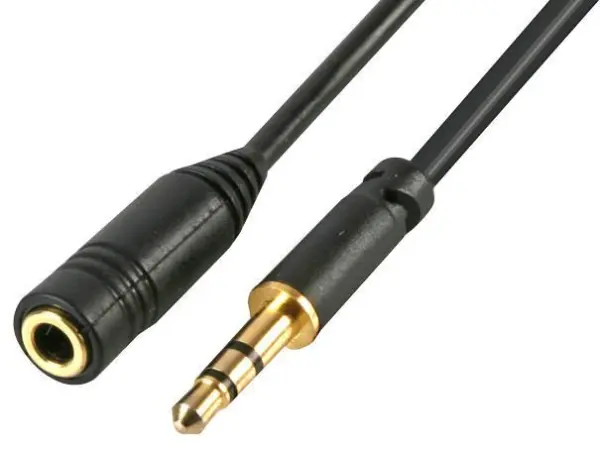 Pro Signal 3.5mm Slim Stereo Jack Plug to Socket Lead, 1.5m, Black