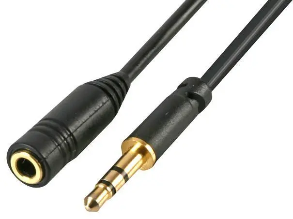 Pro Signal 3.5mm Slim Stereo Jack Plug to Socket Lead, 1.5m, Black