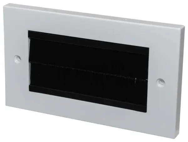 TUK 2 Gang Euro Brush Faceplate - White Black