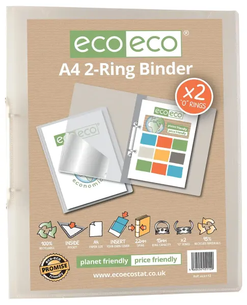 ECO-ECO A4 2 Ring Binder - Clear