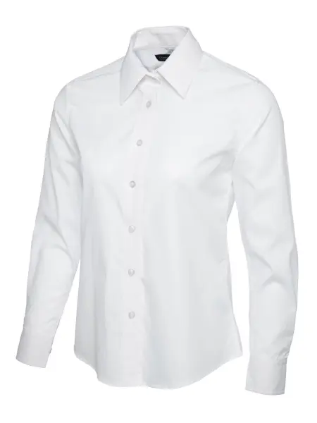 Uneek Ladies' Poplin Full Sleeve Shirt, White, 4XL