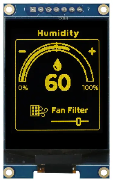 MIDAS DISPLAYS OLED Graphic Display Module, SPI, Passive Matrix - Yellow Black 128 x 128
