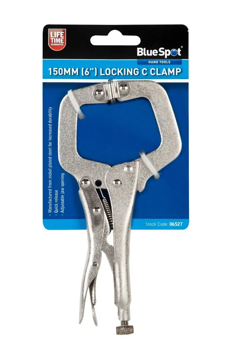 Blue Spot Tools מלחציים מסוג C 150 מ״מ (6 אינץ׳) עם נעילה, פלדה מצופה ניקל