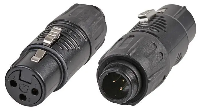 REAN מתאם Mini XLR 3-Pin ל-XLR Socket, שחור עם מגעי זהב