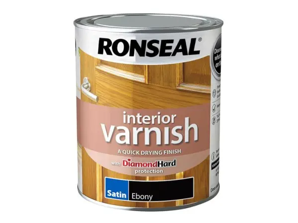 Ronseal Vernis Intérieur Satin Noir Ébène À Séchage Rapide 750ml