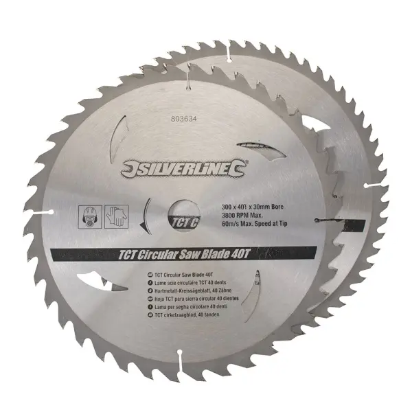 Silverline TCT Circular Saw Blades, 40 & 60 Teeth, 2pk
