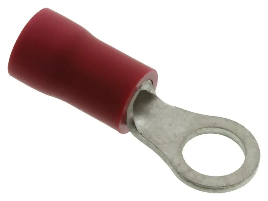 JST Crimp Terminal, Ring Type, 4mm, Red Vinyl Insulator, 100 Pack