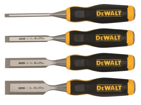 DeWalt 4개 조각 나무 조각도 세트, 경화강 블레이드