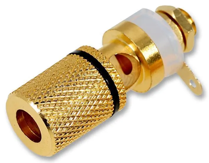 PRO SIGNAL Gold Black Binding Post, 1 Contact, Panel Mount