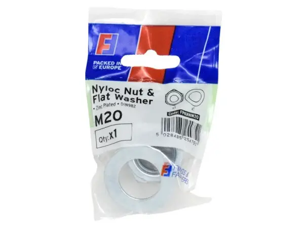 ForgeFix Écrou autobloquant Nyloc et rondelle M20 - ForgePack de 1