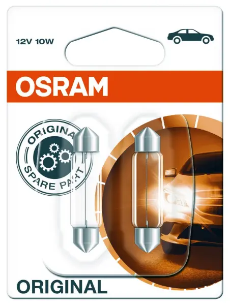 Osram 12V 10W C10W SV8.5-9 Car Light Bulb Twin Pack
