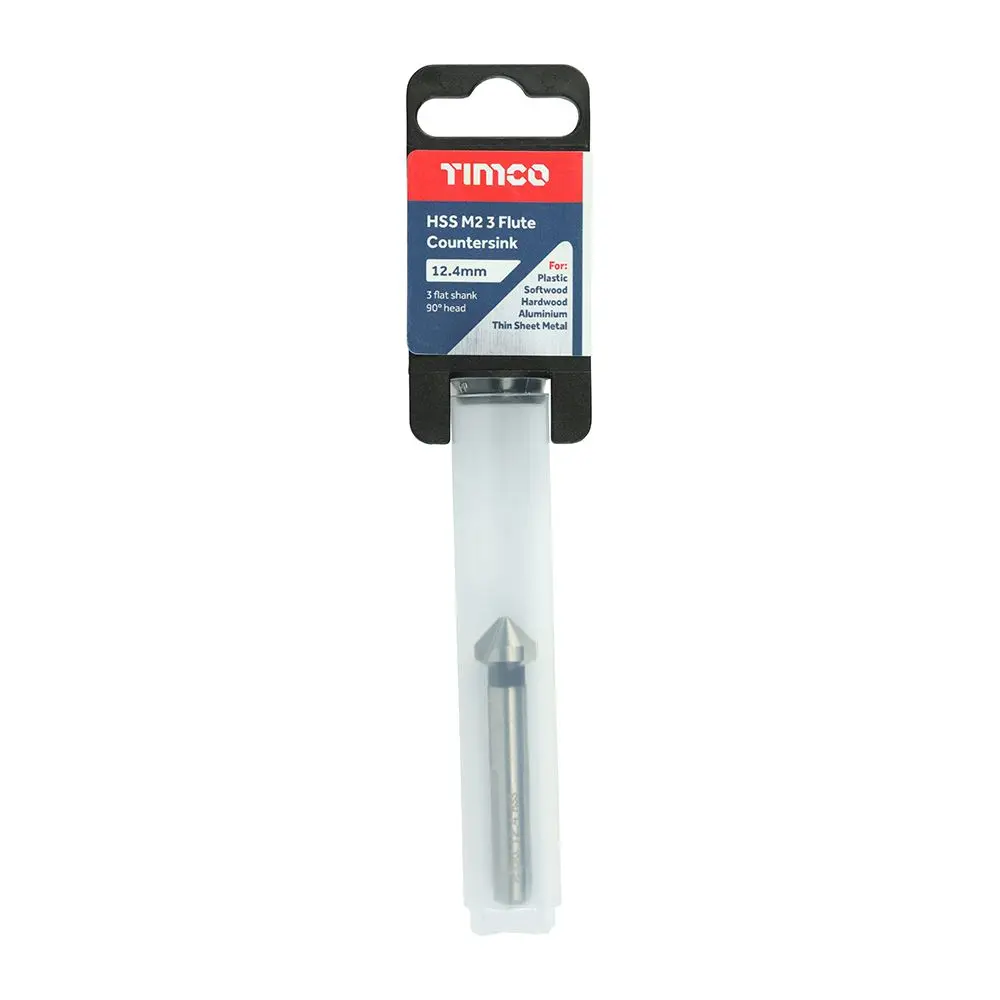 Timco 12.4mm 3 Flute Countersink, M2 HSS Steel, 90° Angle