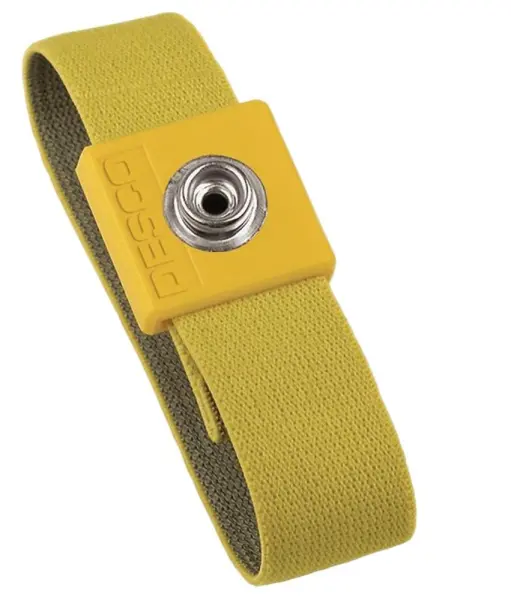 Desco Elastic Adjustable ESD Wrist Band, Yellow, 10mm Stud