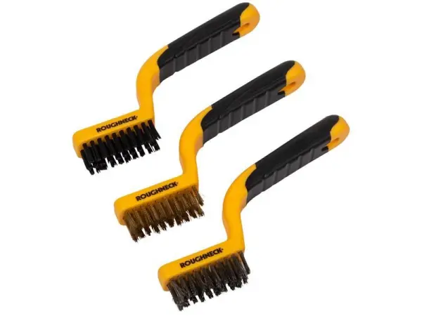 Roughneck - Lot de 3 brosses étroites en acier inoxydable, laiton et nylon