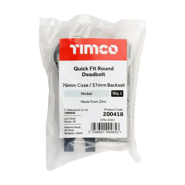 Timco QuickFit Mortis Bulat Nickel 76mm Kes / 57mm Backset