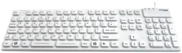 Clavier médical antibactérien ACCURATUS AccuMed IP67, USB et PS/2, Blanc