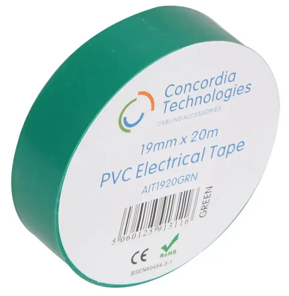 Concordia Technologies PVC Insulation Tape, Green, 19mm x 20m