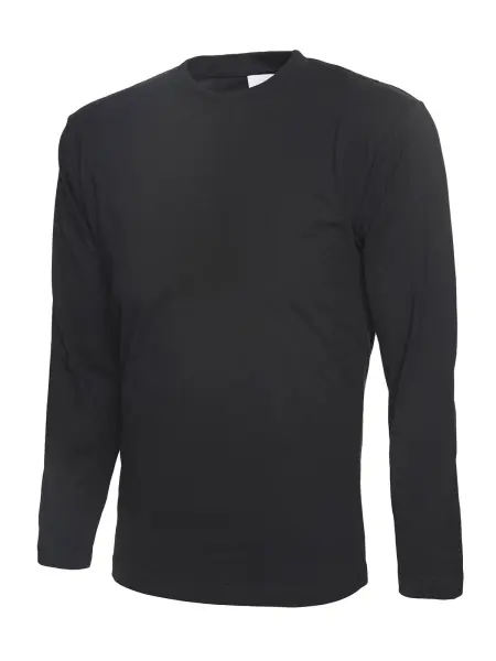 Uneek Long Sleeve Cotton T-Shirt, Reactive Dyed Black, Size 3XL