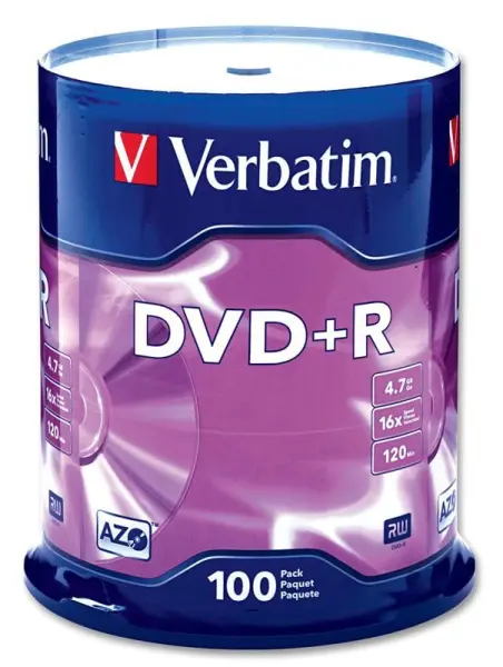VERBATIM 16倍速 DVD+R ブランクディスク マットシルバー 100枚パック 4.7GB