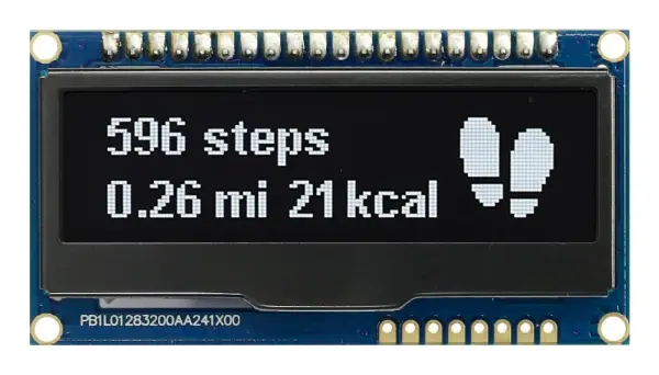 MIDAS DISPLAYS OLED Graphic Display Module, 128 x 32, White on Black, 2.23 inch