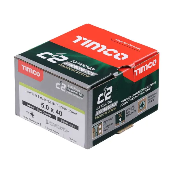 Vis extérieures robustes Timco C2 PZ à tête fraisée - 5,0 x 40 mm
