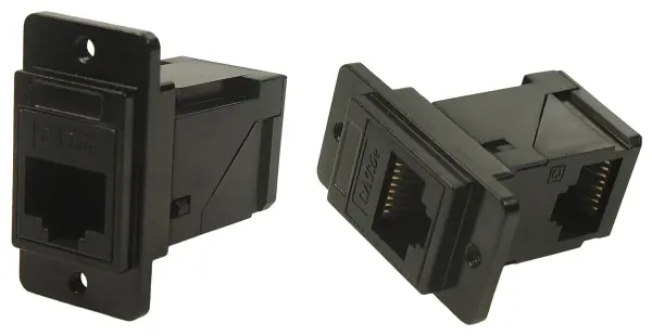 Cliff Dual Slim RJ45 Cat5e Right Angle to Straight Socket, Black