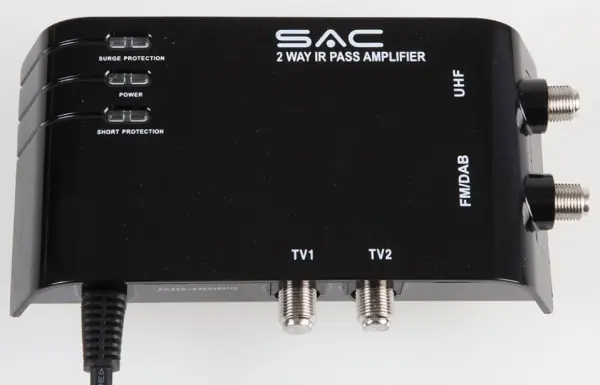 Amplificateur de signal intérieur SAC 2 voies UHF/DAB avec IR pass LTE