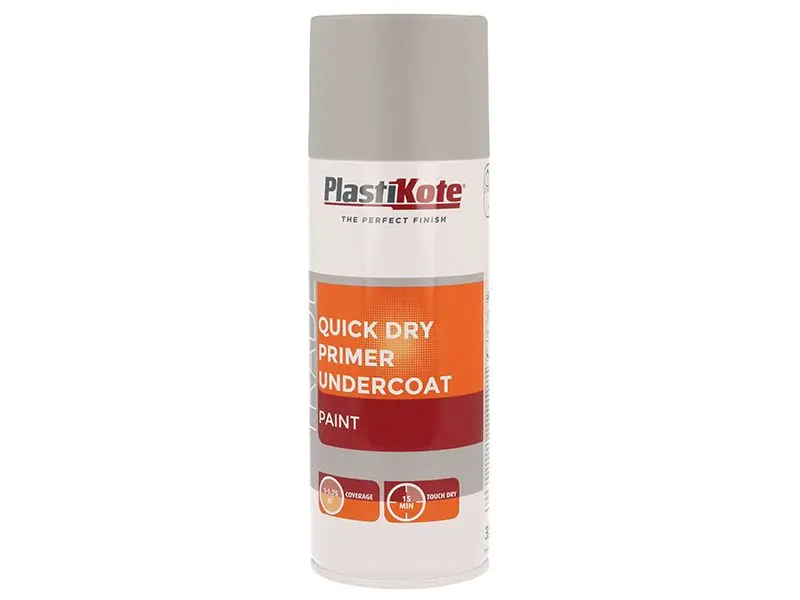 PlastiKote Trade Quick Dry Primer Spray, Grey, 400ml