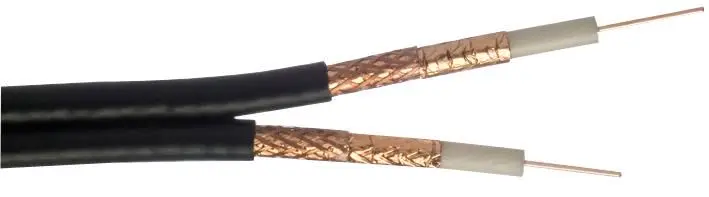 Câble coaxial jumelé WEBRO WF65 avec tresse de cuivre, noir, 50m