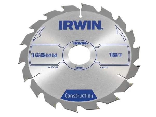 Lame de scie circulaire IRWIN Construction 165 x 30mm, 18 dents, ATB