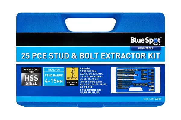 Blue Spot Tools - Ensemble d'extraction de goujons et boulons de 25 pièces