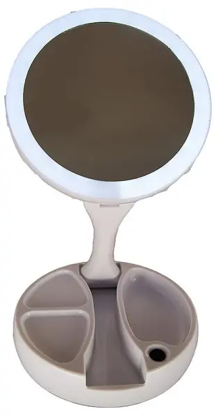 LIFEMAX Rechargeable LED Illuminated Foldaway Vanity Mirror White