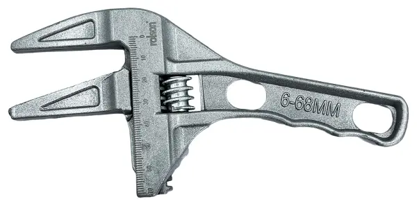 Rolson 200mm Stubby Adjustable Wrench, Aluminium, Extra Wide Jaw 68mm