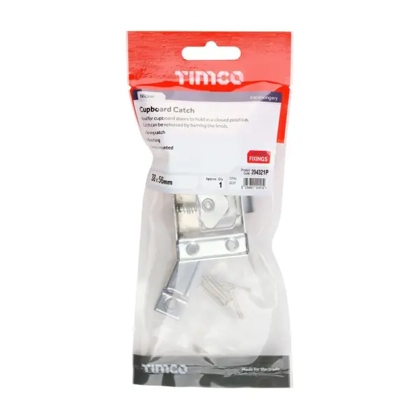 Timco Nikkel Kastgrendel met Knop, 87 mm