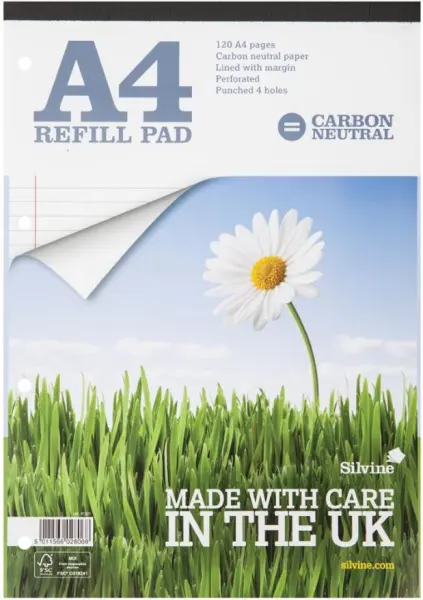 SILVINE A4 カーボンニュートラル 罫線入りリフィルパッド - 120ページ