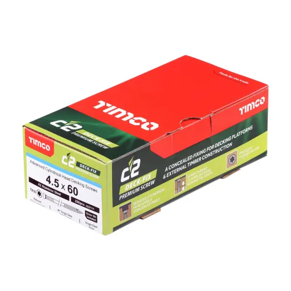Timco C2 甲板固定TX圓頭不鏽鋼螺絲 4.5x60mm 250隻裝